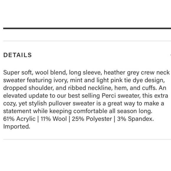 RAILS | NWT | Small | Virgo Grey Tie-Dye Wool Blend Long Sleeve Crewneck Sweater - Picture 10 of 10